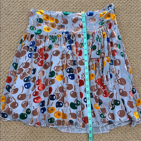 Vintage Free People Silk Velvet Cherry Print Mini Skirt size 4 Boho Flowy - Picture 15 of 15